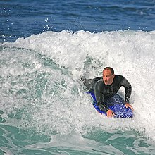 A man riding a wave with a bodyboard Bodyboarding 1 2007.jpg