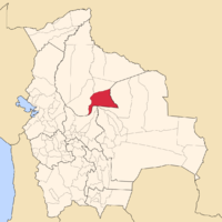 Map o Bolivie heichlichtin the province o Marbán.
