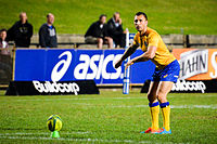 Rugby union player Quade Cooper preparing to take a place kick for Brisbane City. Brisbane City versus North Harbour Rays NRC Round 8 (5).jpg