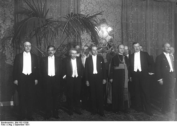 Prime Minister Laval, second from left, at a 1931 diplomatic function in Germany