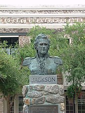 A bust of Andrew Jackson at the Plaza Ferdinand VII, where Jackson was sworn in as governor. Bustofandrewjackson.jpg