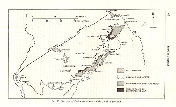 Carboniferous rocks in the south of Scotland. From Greig (1971). Carboniferous rocks Greig 1971 Page079.jpg