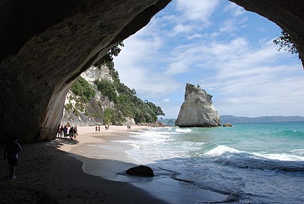 Looking out from the "cathedral" in Cathedral Cove