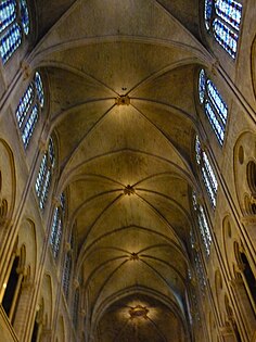 Primeiras abóbadas em cruzaria de seis partes na Notre-Dame de Paris (1182-1190)