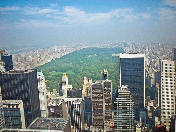 Central Park, the most visited urban park in the United States and one of the world's most visited tourist attractions,[12] is surrounded by the skyscrapers of Manhattan in New York City