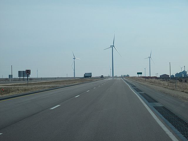 US 18/US 218/Iowa 27 pass a wind farm near Charles City