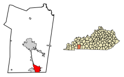 Ubicación de Oak Grove en el condado de Christian, Kentucky.