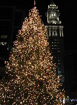 Christmas tree near Boston's Quincy Market.
