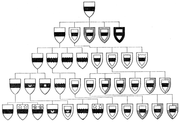 Fig. 732.—The scheme of Cadency Bordures devised by Mr. Stodart.