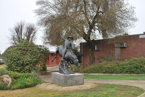 Statue of The Man from Snowy River at Corryong, Victoria, Australia