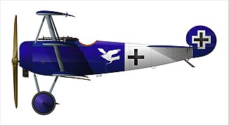 Fokker Dr.I del tenente August Raben con i colori della Jasta 15.