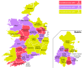 Map of constituencies of the Dáil Éireann since 2017.