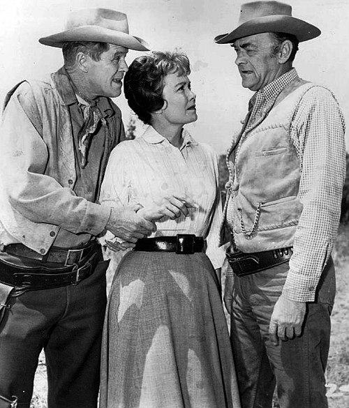 With Jane Wyman and John McIntire in television series Wagon Train (1962)