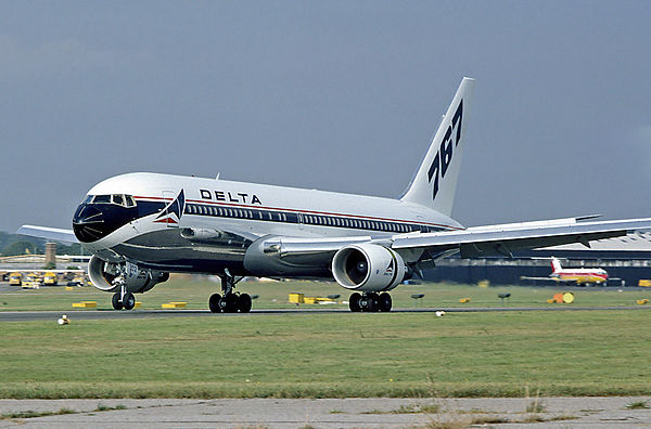 The 767 pictured here made its Farnborough Airshow debut in 1982 as the 767-200. Later it was named the Spirit of Delta Ship 102 with Delta Air Lines.