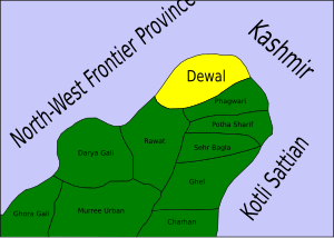 Dewal Sharif се намира в северната част на Murree Tehsil