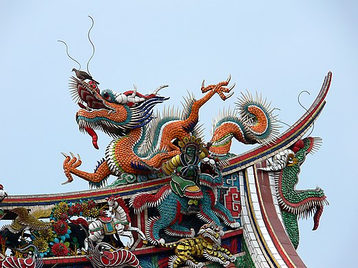 Draak op de tempel van Longshan