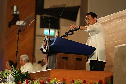 Rodrigo Duterte delivering his first State of the Nation Address.