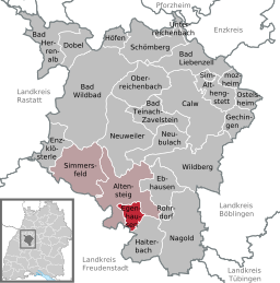 Läget för Egenhausen i Landkreis Calw