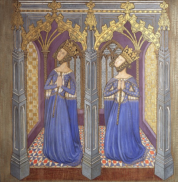File:Ernest-William-Tristram-Reconstruction-of-Medieval-Mural-Painting-Possibly-Queen-Philippa-with-Daughter.jpg