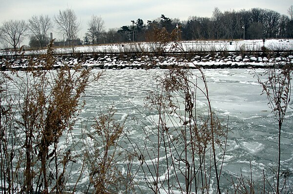 Thawing Etobicoke Creek from Marie Curtis Park