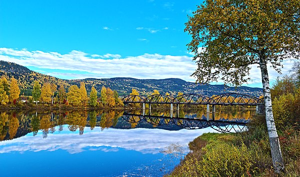 View of the Evenstad Bridge over the river Glomma