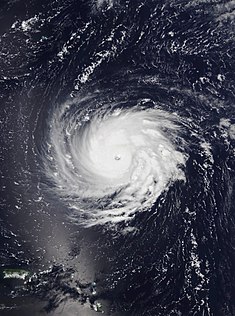 Orkaan Florence op 10 september 2018 ten noorden van Hispaniola en Puerto Rico