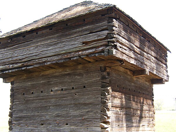 A blockhouse fort similar to the one used by Captain James Ford when he was in command of the Grand Pierre area militia, 4th Regiment of Illinois Terr