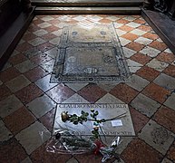 Frari (Venice) Cappella dei milanesi- tomb of Claudio Monteverdi.jpg