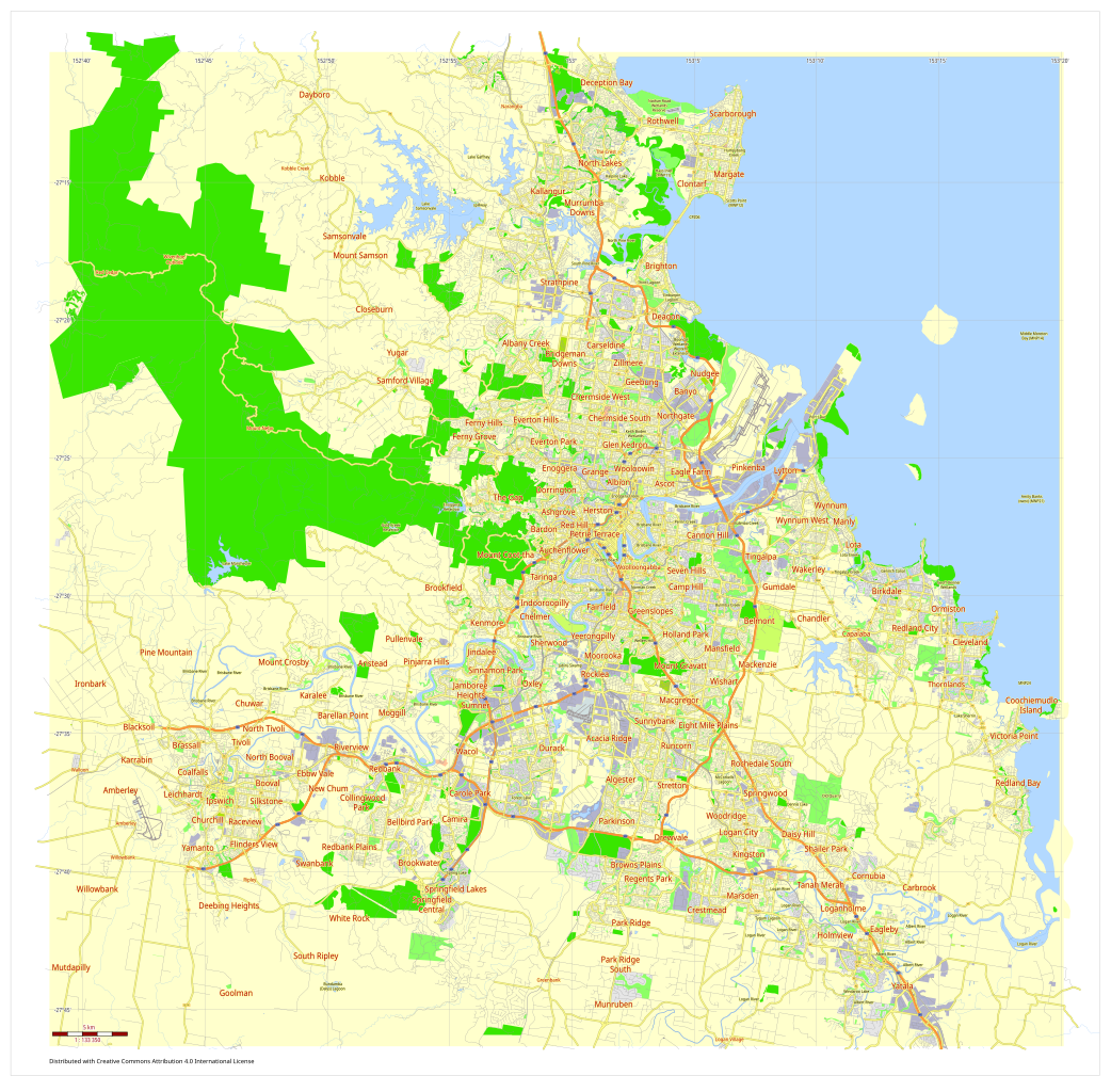 Download File:Free printable and editable vector map of Brisbane ...