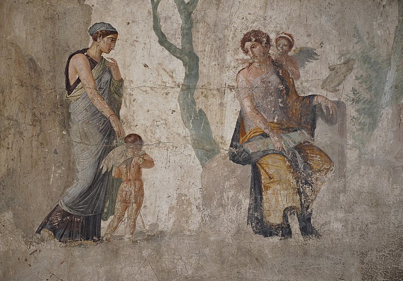 File:Fresco depicting the punishment of Eros by Venus, found in the House of Punished Love in Pompeii, 25 BC, Naples National Archaeological Museum (17125850258).jpg