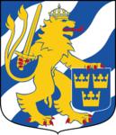 Göteborg, kommun i Sverige (baserat på en del av riksvapnet som dock har lejonet åt höger)