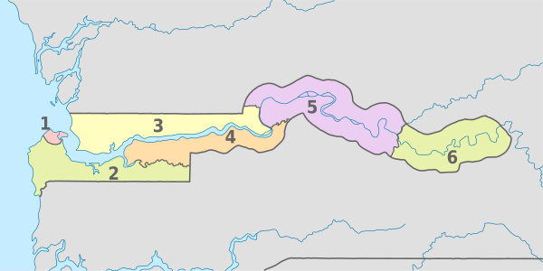 Gambia, administrative divisions - Nmbrs - colored.svg