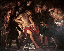 乔阿基诺·阿塞雷托（英语：Gioacchino Assereto）的《小加图之死》（Morte di Catone），203 × 278cm，约作于1640年，1924年始藏，藏于白宫。[33]