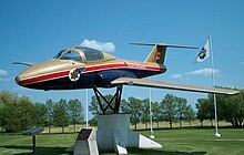 Tutor prototype on display at Southport Aerospace, Manitoba, in Golden Centennaires livery Golden Centennaires Tutor.jpg