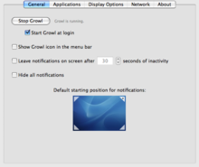 A Growl Preferences.png kép leírása.