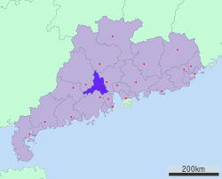 Location of Foshan in Guangdong