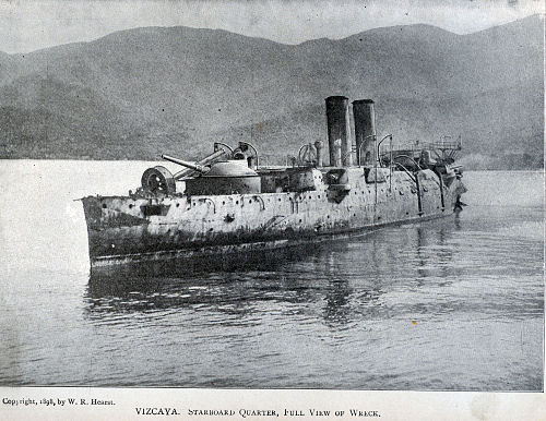 The wreck of Vizcaya after the Battle of Santiago de Cuba.