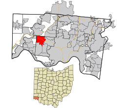 Elhelyezkedés Hamilton megyében és Ohio államban.