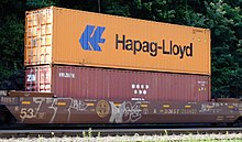 Hapag-Lloyd 40' container stacked on intermodal train Hapag-Lloyd container stack train.jpeg