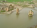Hasankeyf'in tarihi köprüsünün Kaleden çekilmiş görüntüsü.