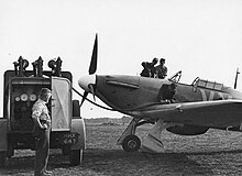 An 85 Squadron Hurricane, flown by Squadron Leader Peter Townsend at RAF Castle Camps, July 1940. Hawker Hurricane at Castle Camps - RAF Fighter Command 1940 HU104490.jpg