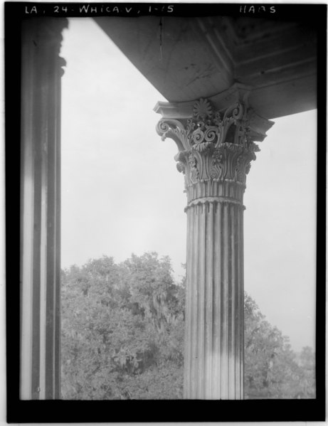 File:Historic American Buildings Survey Richard Koch, Photographer October, 1936 INSIDE DETAIL COLUMN FRONT ELEVATION - Belle Grove, White Castle, Iberville Parish, LA HABS LA,24-WHICA.V,1-15.tif