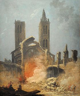 Nedrivning af Saint-Jean-en-Grève kirken af ​​Hubert Robert (omkring 1800, Carnavalet Museum).