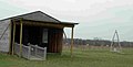 Replica of Wright Brothers' hangar and catapult at Huffman Prairie