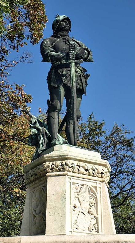 John Hunyadi, who dethroned Vlad Dracul in 1447 (a sculpture by István Tóth in Budapest)