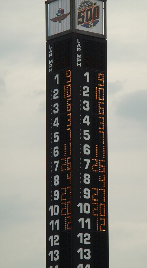 Scoring pylon at the close of pole day qualifications.