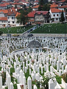 Islamic cemetery in Sarajevo, with columnar headstones