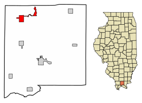 Johnson County Illinois Incorporated and Unincorporated areas Goreville Highlighted.svg