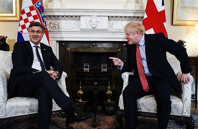 Plenković and British Prime Minister Boris Johnson at 10 Downing Street in London, 24 February 2020