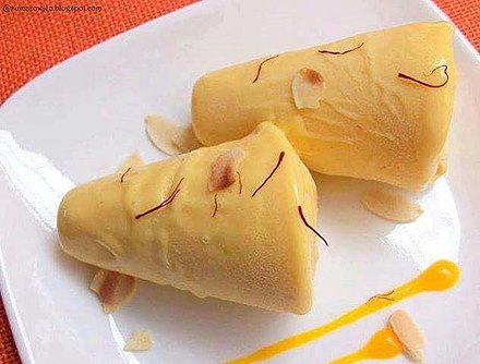Saffron and mango flavoured kulfi, one of its many varieties.